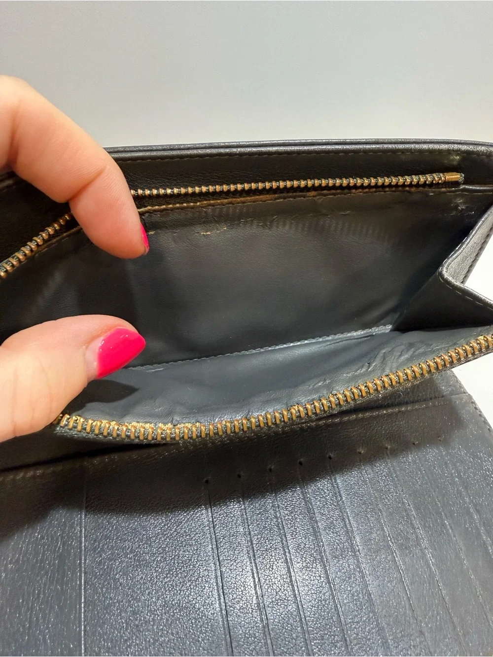 Louis Vuitton Charcoal Mahina Leather Clasp Wallet